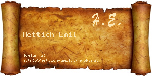 Hettich Emil névjegykártya